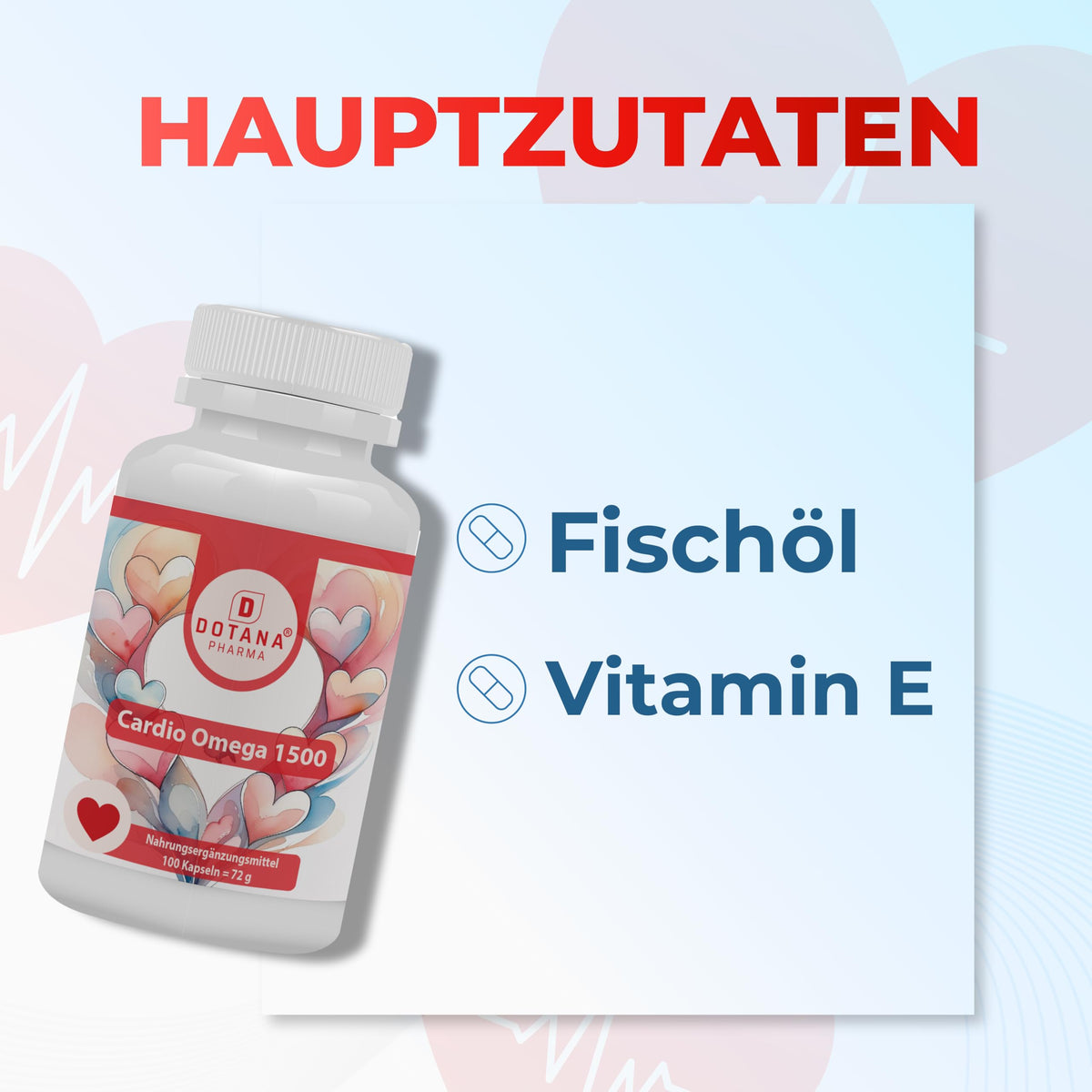 CardiOmega+ Classic – 100 Fischöl Kapseln – 2000mg Fischöl pro Tagesdosis (360 mg EPA / 240 mg DHA) – Für Herzgesundheit & Zellschutz (Vitamin E) – Laktosefrei – Made in Germany-1