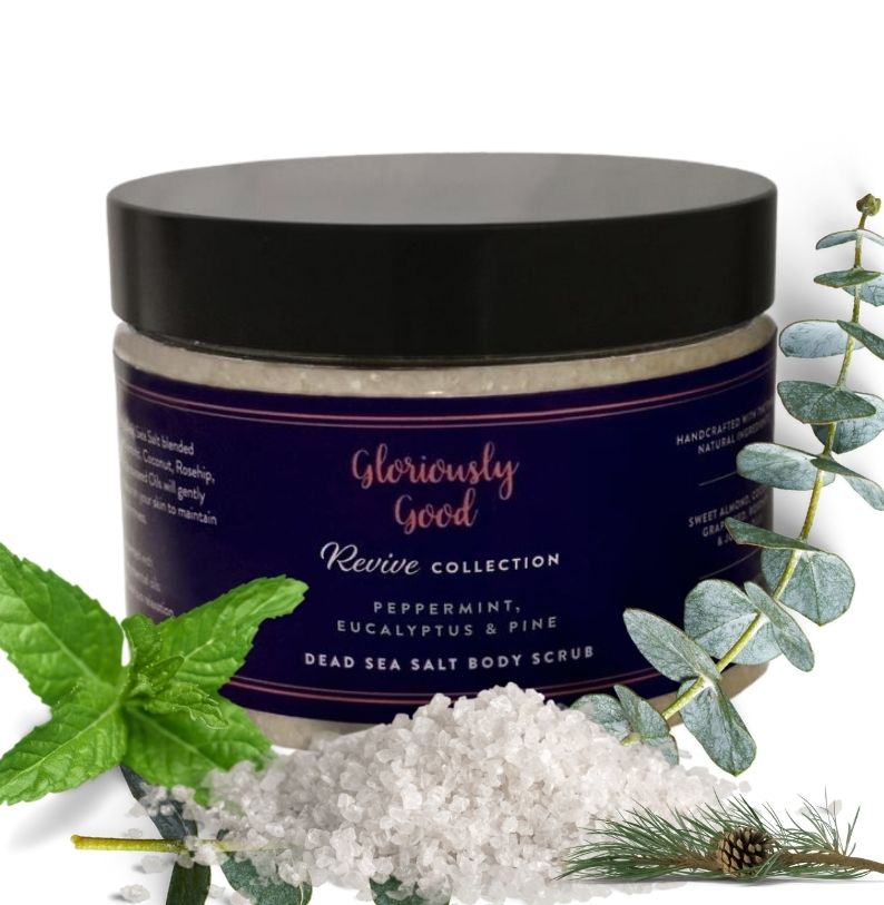 Peppermint, Eucalyptus & Pine Dead Sea Salt Natural Body Scrub with Organic Essential Oils-0